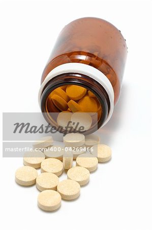 Bottle of Pills on white Background