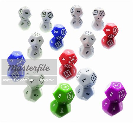 Dice with Reflections on White Background