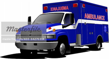 Modern ambulance van over white. Colored vector illustration