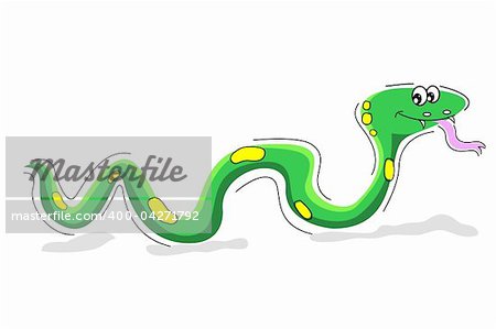 illustration of happy snake on isolated background