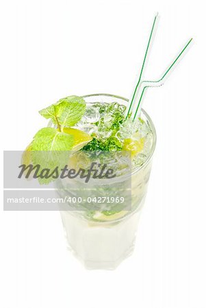 mojito alcohol fresh cocktail isolated on a white