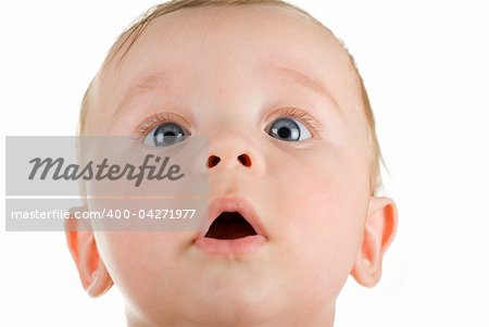 baby boy portrait closeup isolated on a white background