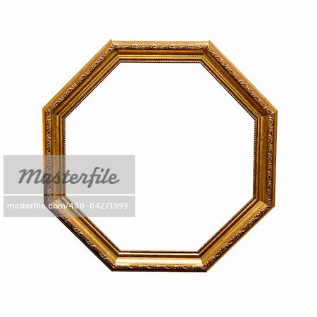 antique wooden hexahedron frame isolated on a white background