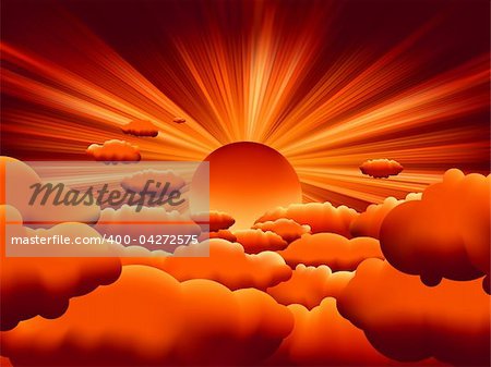 Vector sunburst. sunset on cloud. EPS 8 vector file included