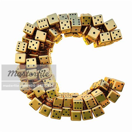 letter from the golden dice. isolated on white. including clipping path.