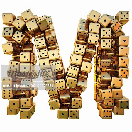 letter from the golden dice. isolated on white. including clipping path.