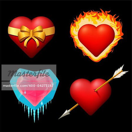 Volume, conceptual hearts  Isolated on white background.  This is vector illustration eps8.