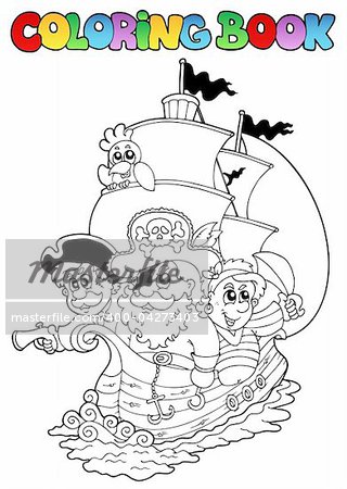 Coloring book with pirates 2 - vector illustration.