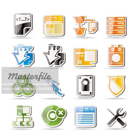 Simple Server Side Computer icons - Vector Icon Set