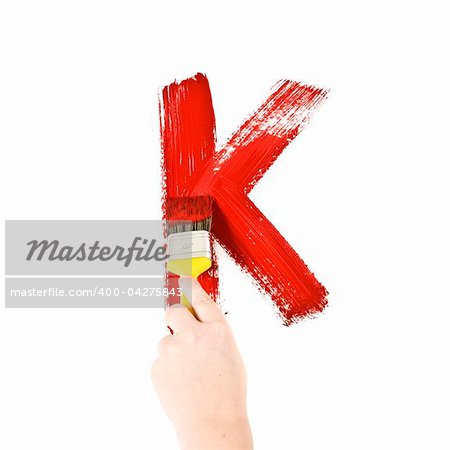 Painting Letter K on white background