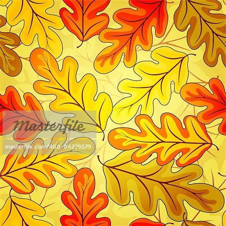 Floral seamless autumn`s pattern with colorful  leaves (vector EPS10)