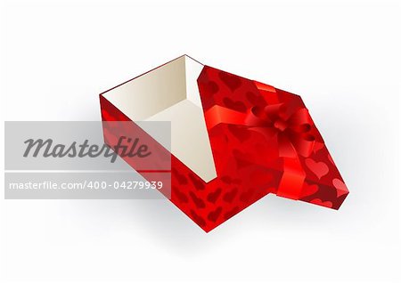 Gift red box with a bow on a white background