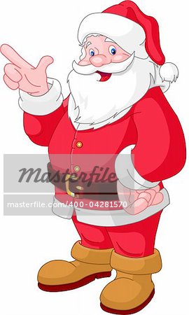 Happy Christmas Santa Claus pointing