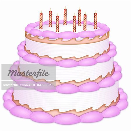 illustration of birthday cake on white background