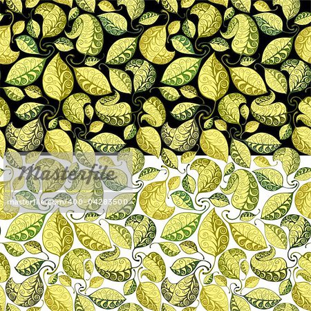 Seamless leaves pattern, stylized ornamental background