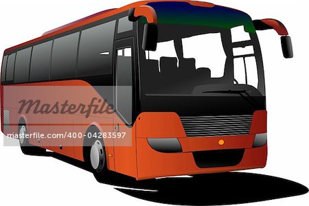 Orange Tourist bus. Coach. Vector illustration