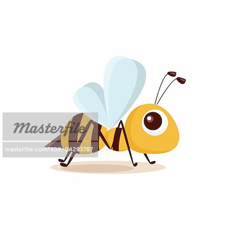 Illustration of isolated cartoon bee on white background