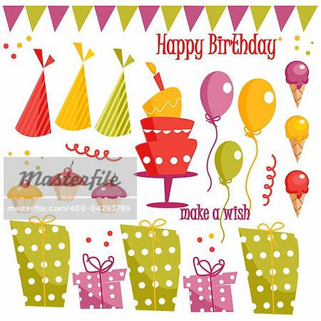 Birthday party graphic elements vector illustration