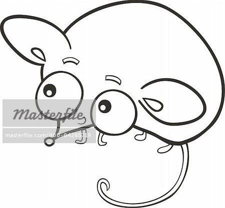 cartoon illustration of cute little mouse for coloring book