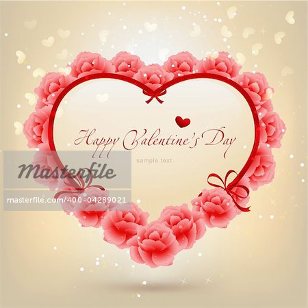 Heart of roses. Valentine's day or Wedding vector background