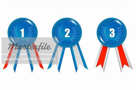 illustration of ribbon prizes on white background