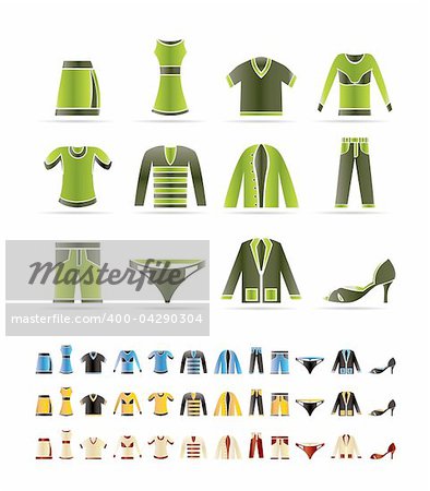 Clothing Icons - Vector Icon Set  - 3 colors included