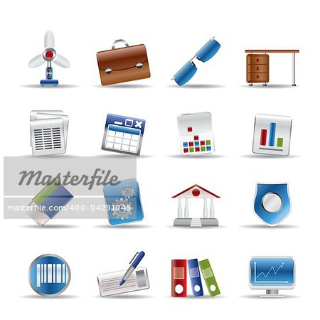 Realistic Business and Office Icons - Vector Icon Set 2