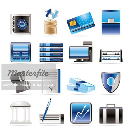 bank, business, finance and office icons  - vector icon set