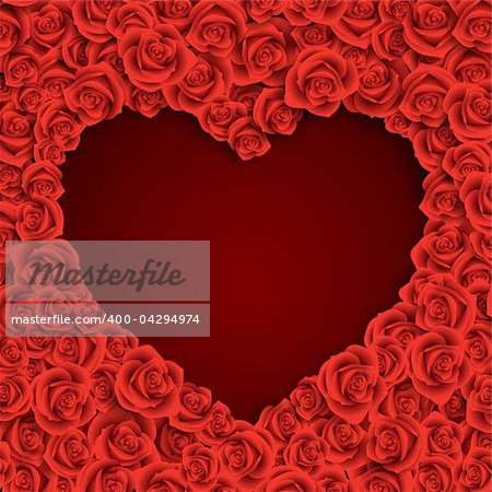 roses background with heart shape
