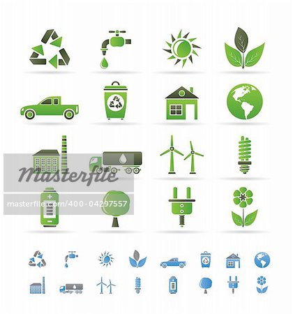 ecology and environment icons - vector icon set