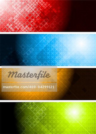 Four vibrant technical banners - eps 10 vector