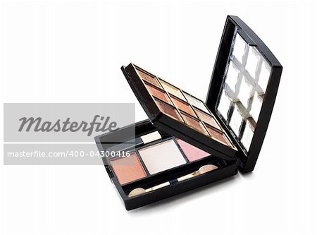 Makeup set with eye shadows isolated on white