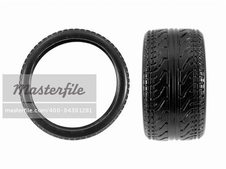 Low profile tires isolated on white background