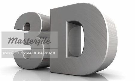 3d image, 3d metal text on white background