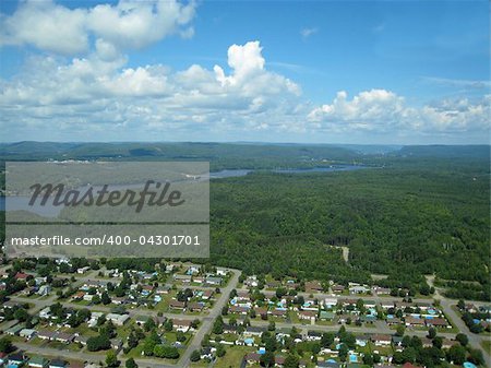 aerial view of residential aera in Mauricie, quebec