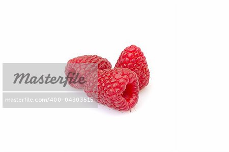 Fresh Raspberries, photo on the white background