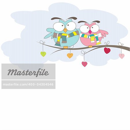Background with birds in love for you. Vector illustration