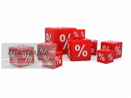 3d render of dice with percentage signs