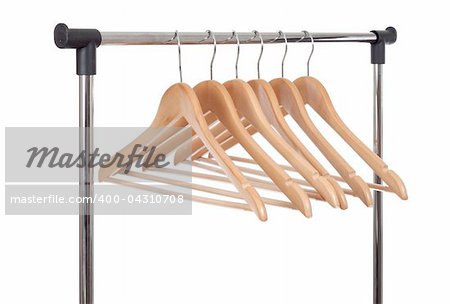 Wooden Clothes Hangers isolated on the white