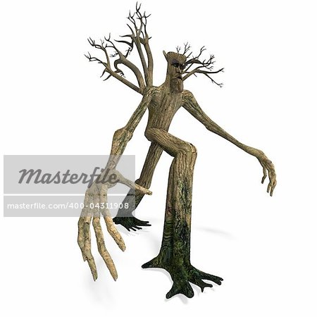 The Ent - Keeper of the forest. 3D rendering with clipping path and shadow over white