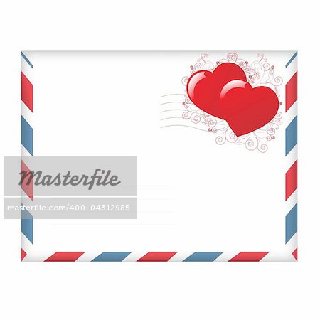 Envelope With Hearts, Isolated On White Background, Vector Illustration