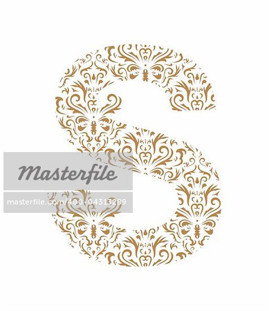 Floral letter isolated on the white background.