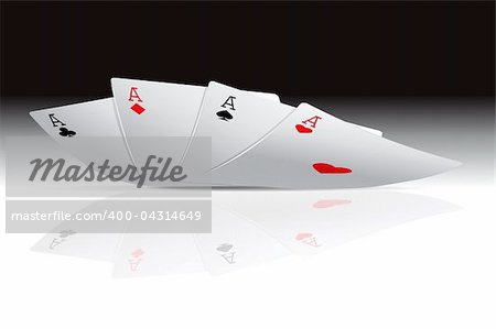 Four card aces vector illustration. Poker concept