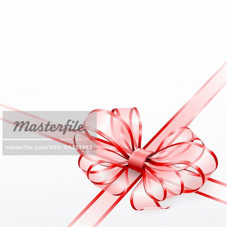 Red transparent bow isolated on white. Vector illustration