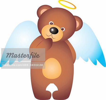 teddy bear Angel isolated on white background. Vector