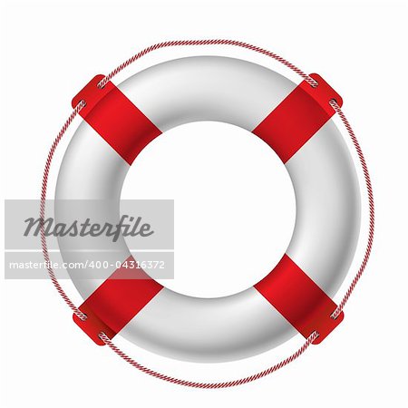 White life buoy, vector illustration.