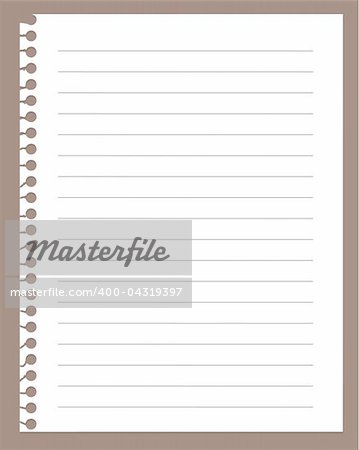 spiral notebook page isolated on brown