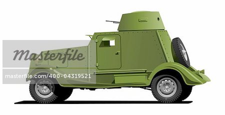 Vector color illustration of  vintage armored car .  (Simple gradients only - no gradient mesh.)