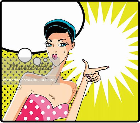 Pop Art Woman Pop art vector illustration of a speaking woman