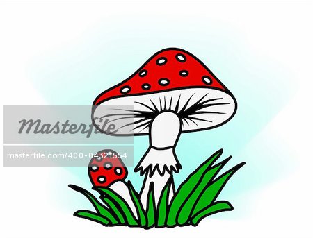 Amanita in the grass - a simple color vector illustration